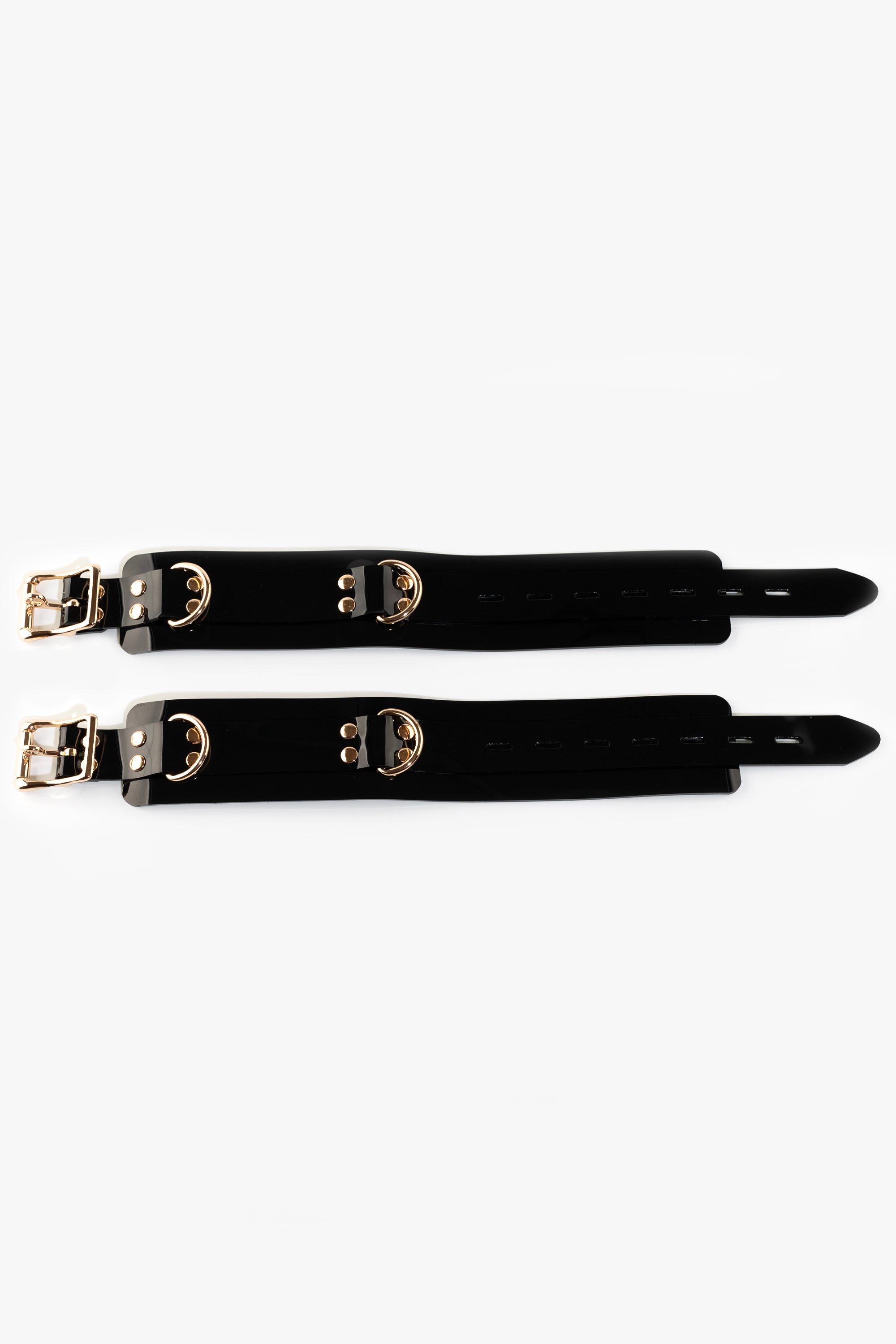 Lockable ankle cuffs, black/gold
