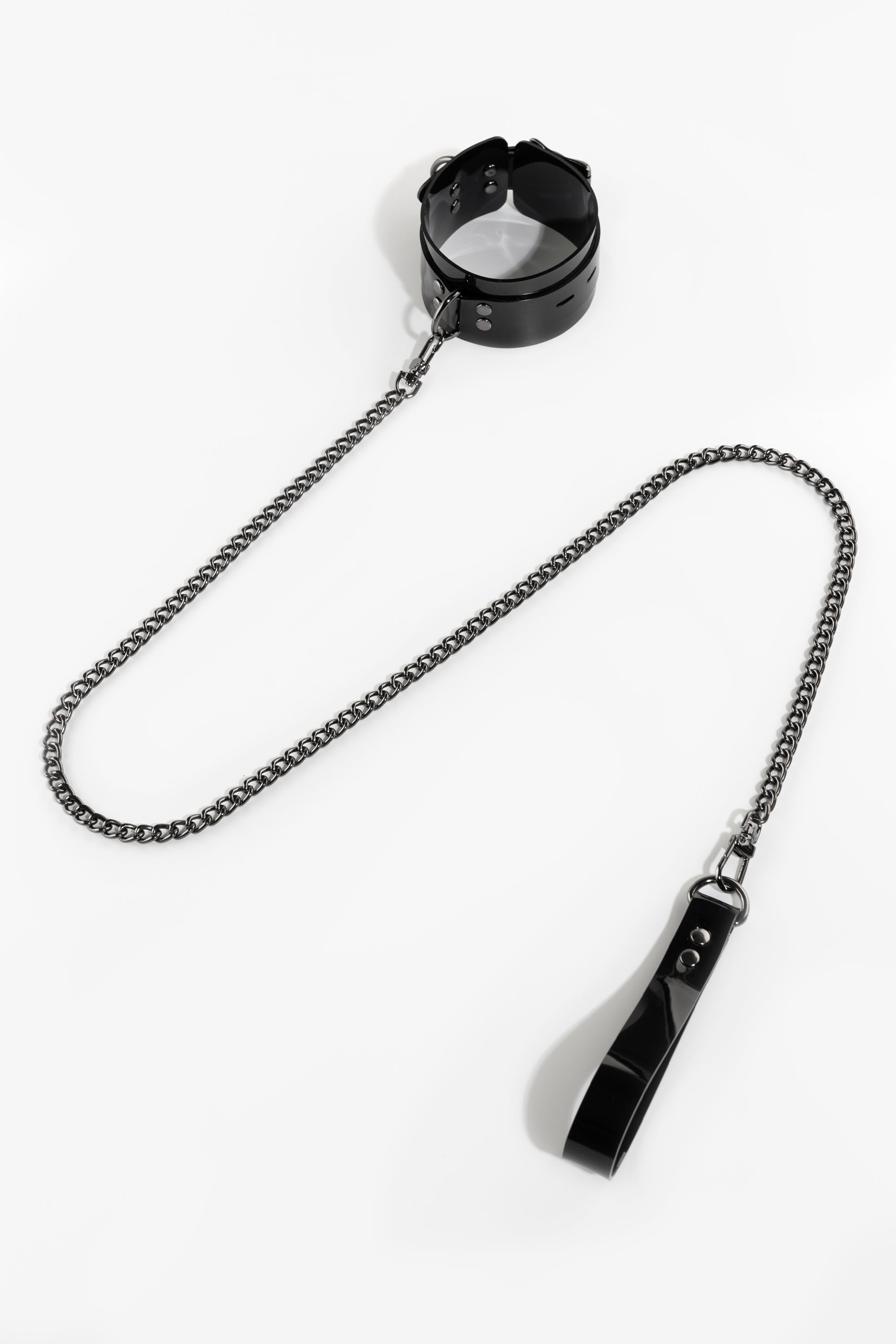 Chain leash with PVC loop, black/black