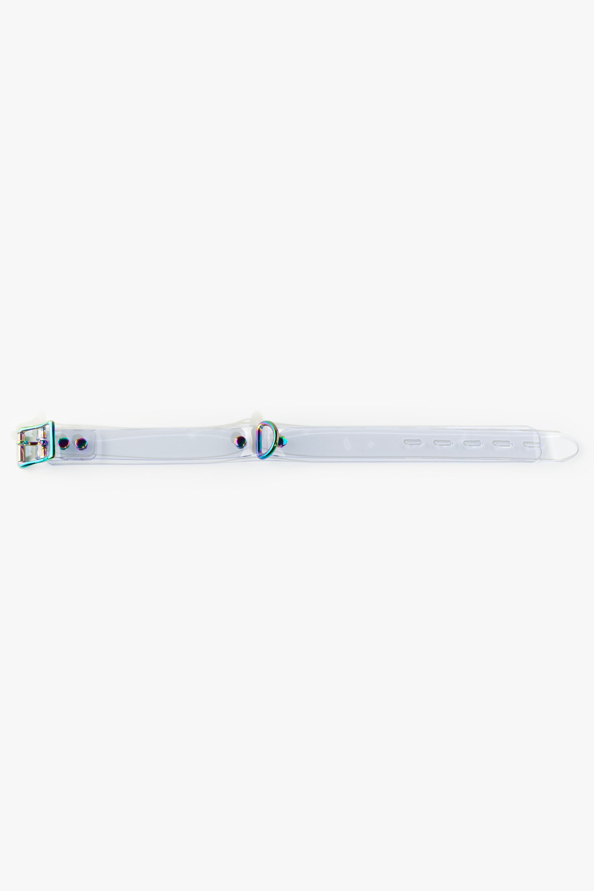Lockable choker with D-ring, clear/rainbow