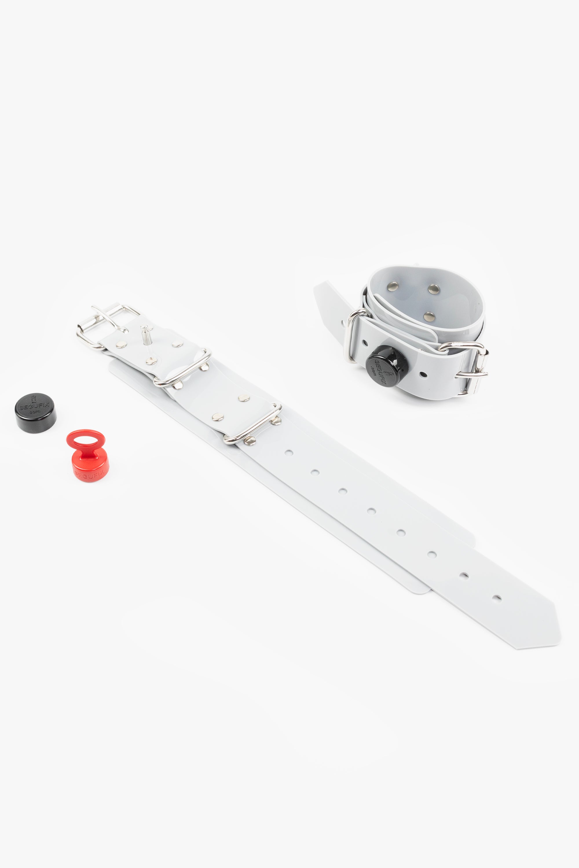 Lockable segufix ankle cuffs, light grey/chrome