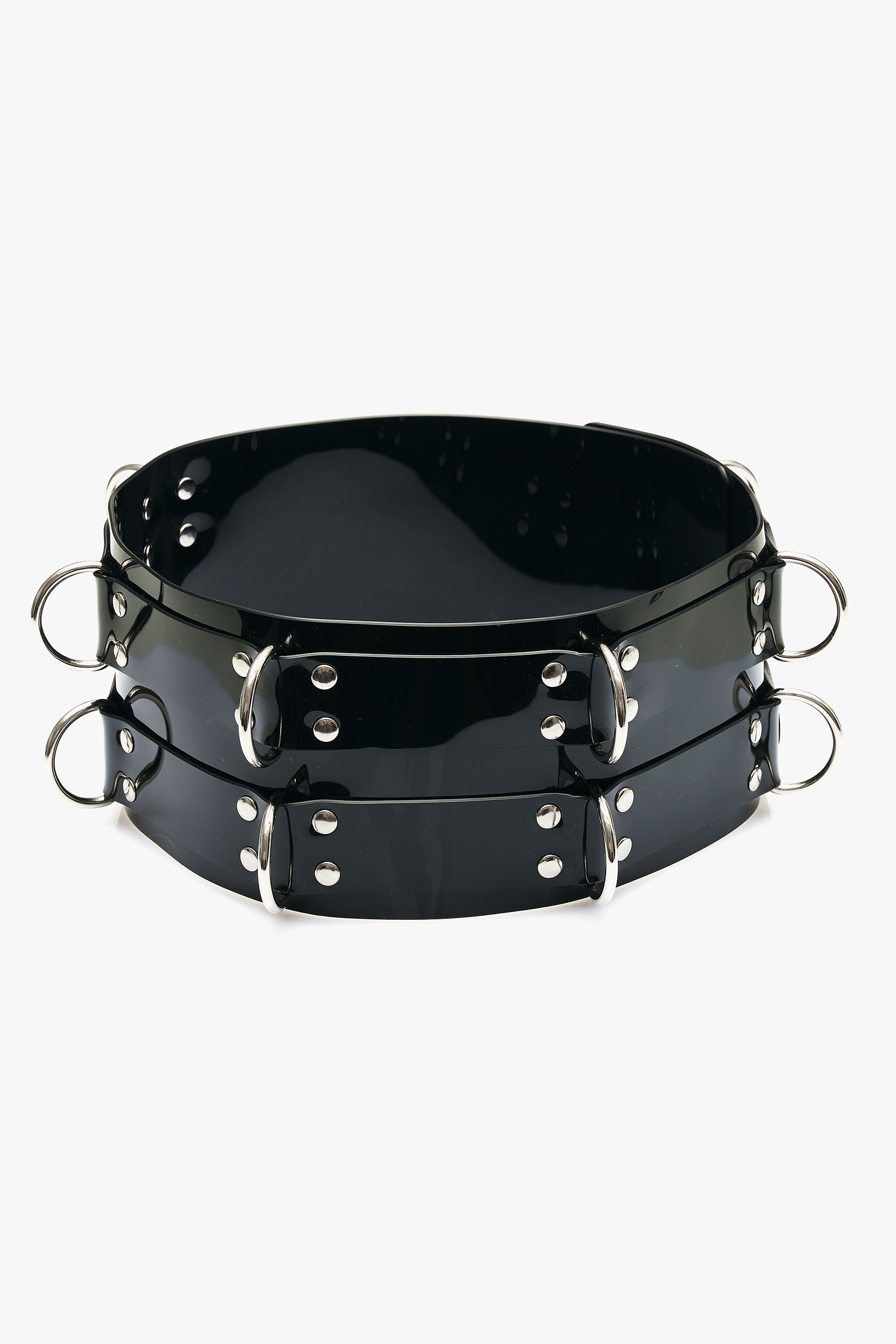 Lockable Glossy Double Bondage Belt with D-Rings