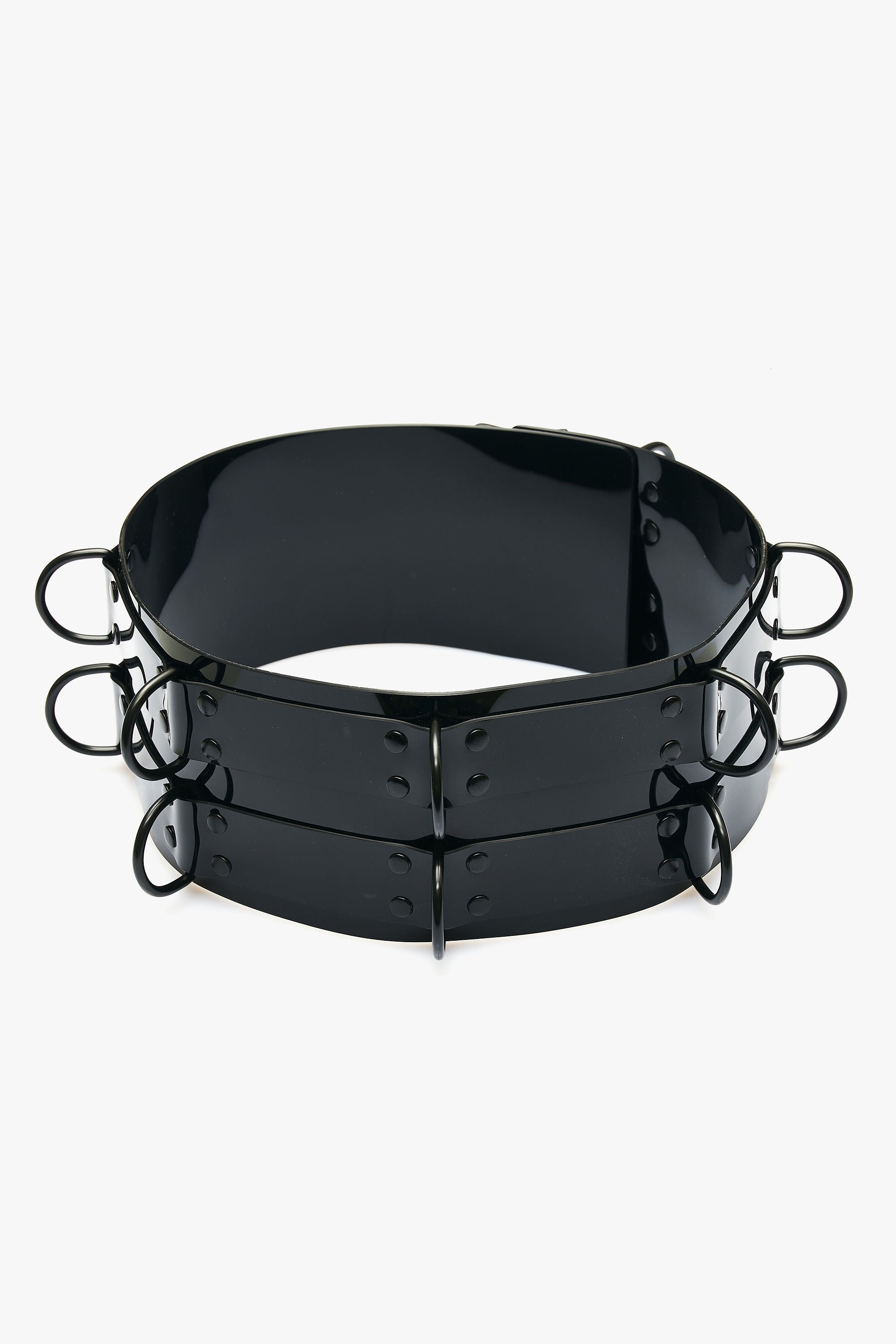 Lockable Glossy Double Bondage Belt with D-Rings