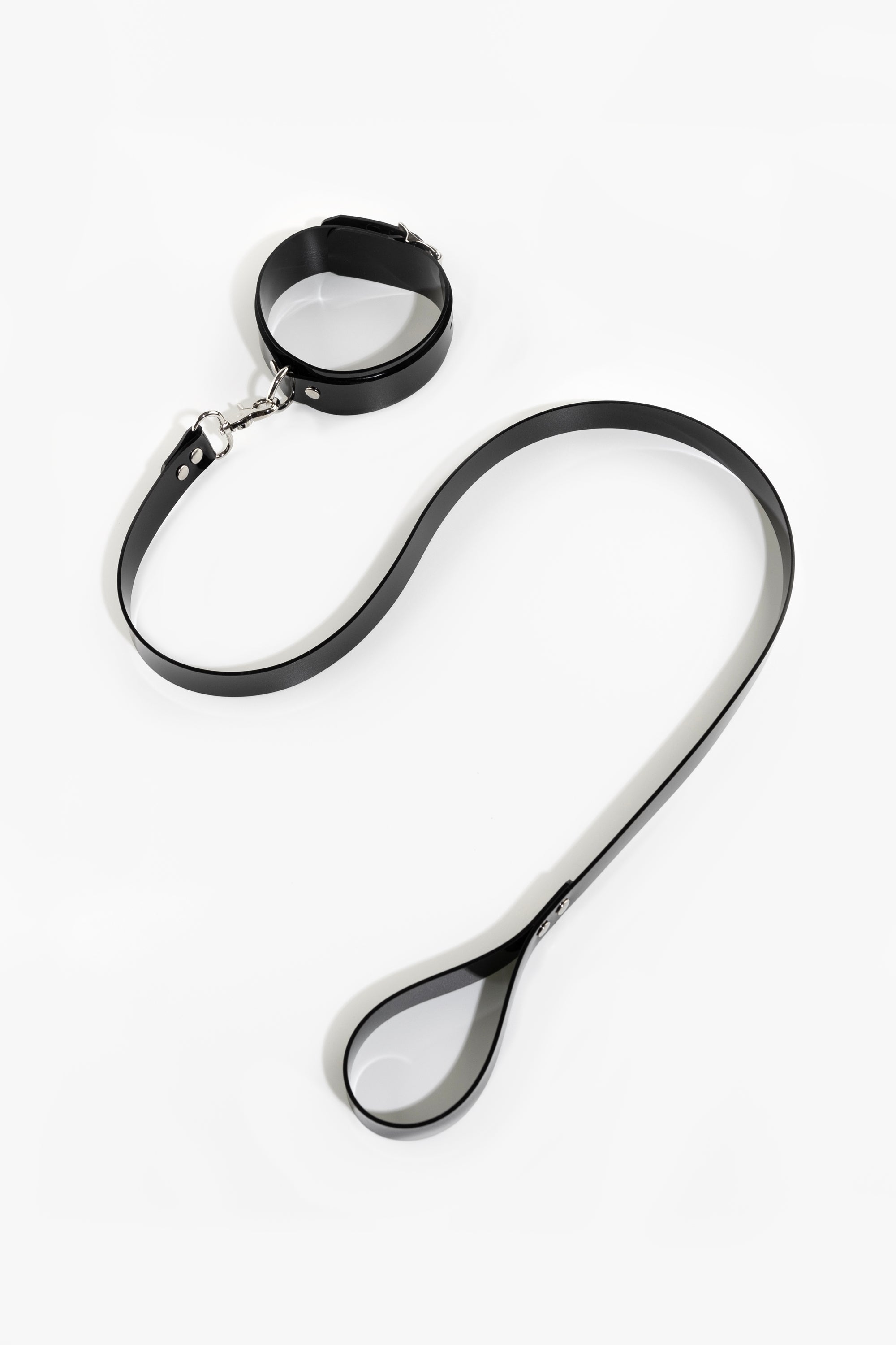 PVC leash, black/chrome