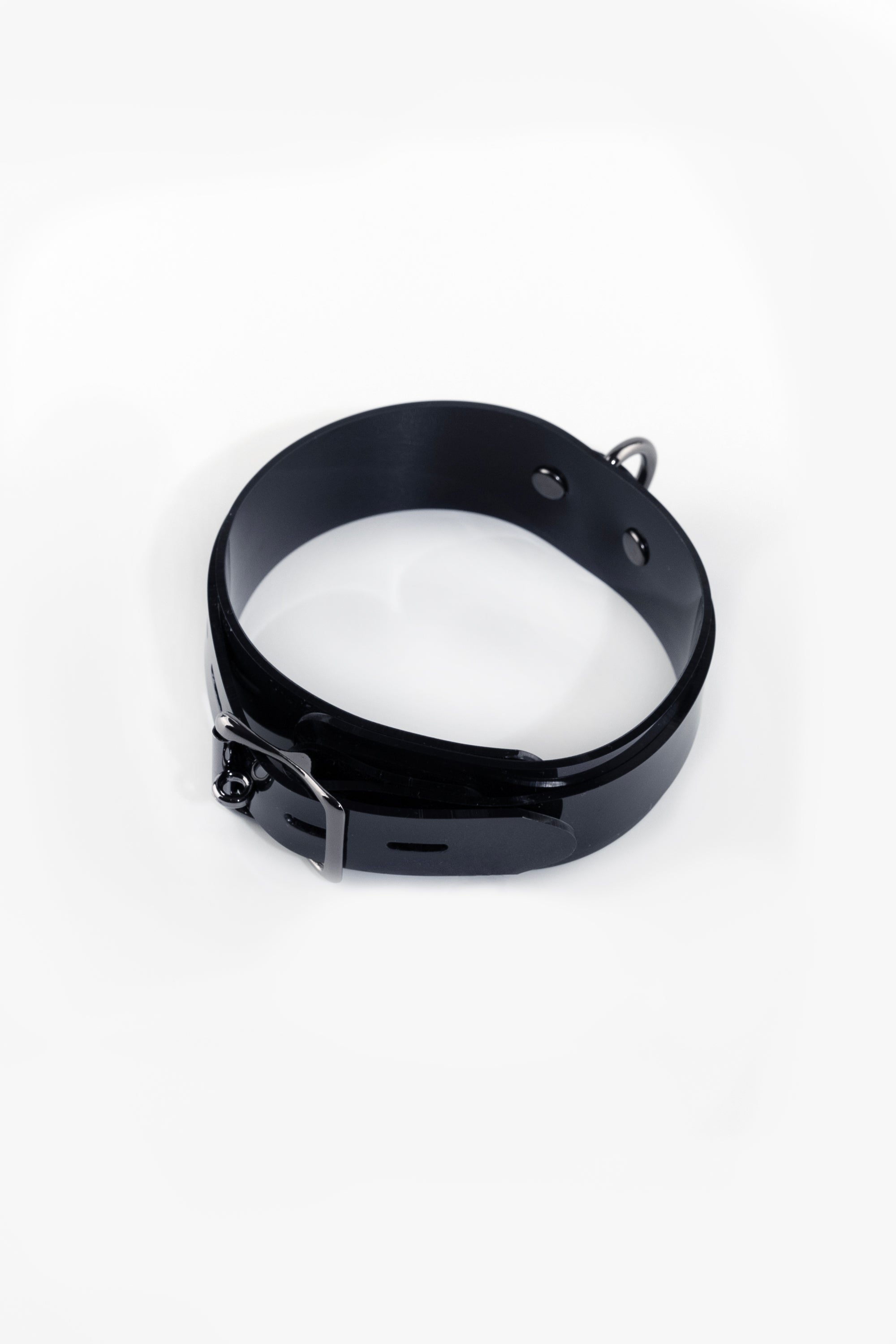 Lockable choker with D-ring, black/black