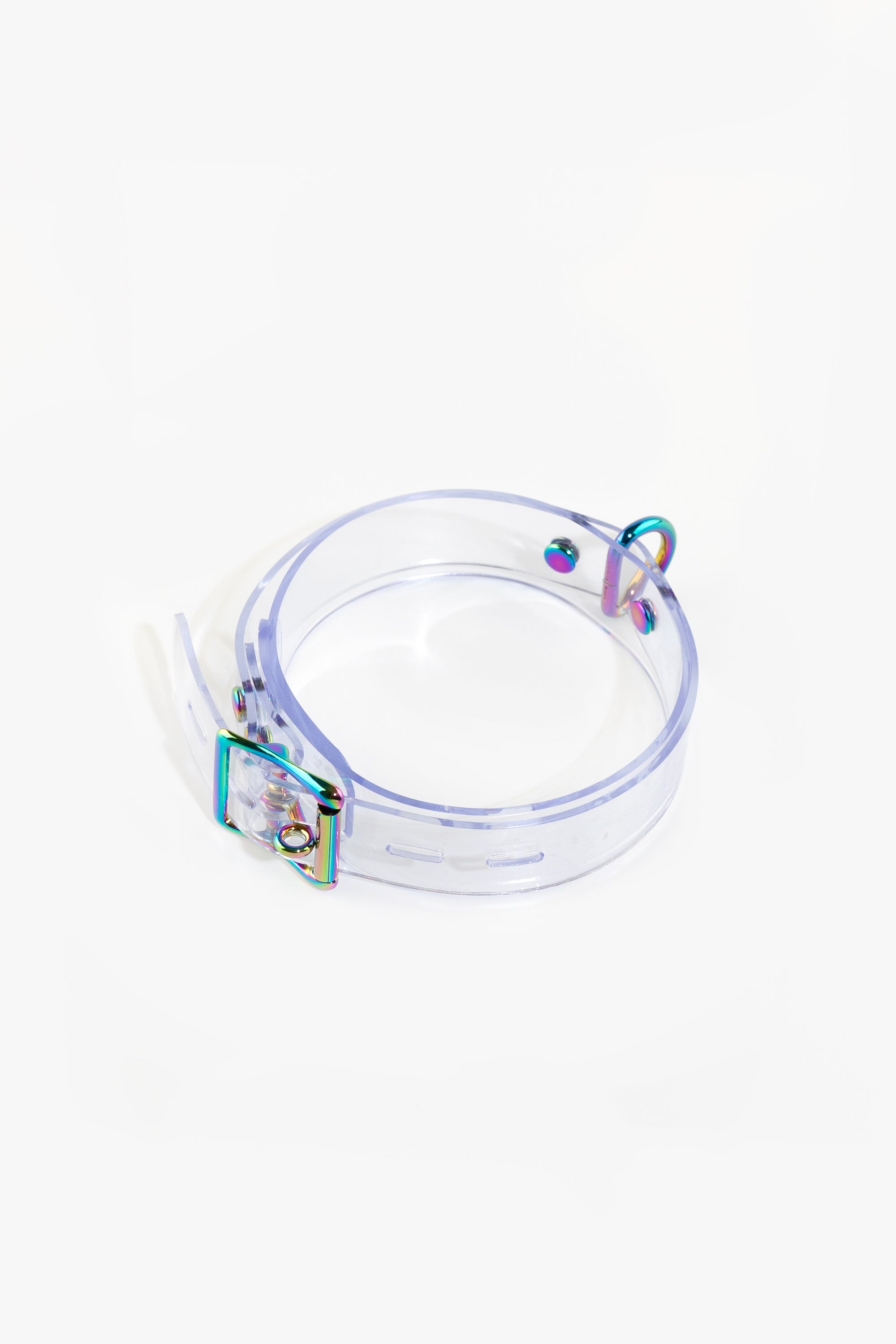 Lockable choker with D-ring, clear/rainbow