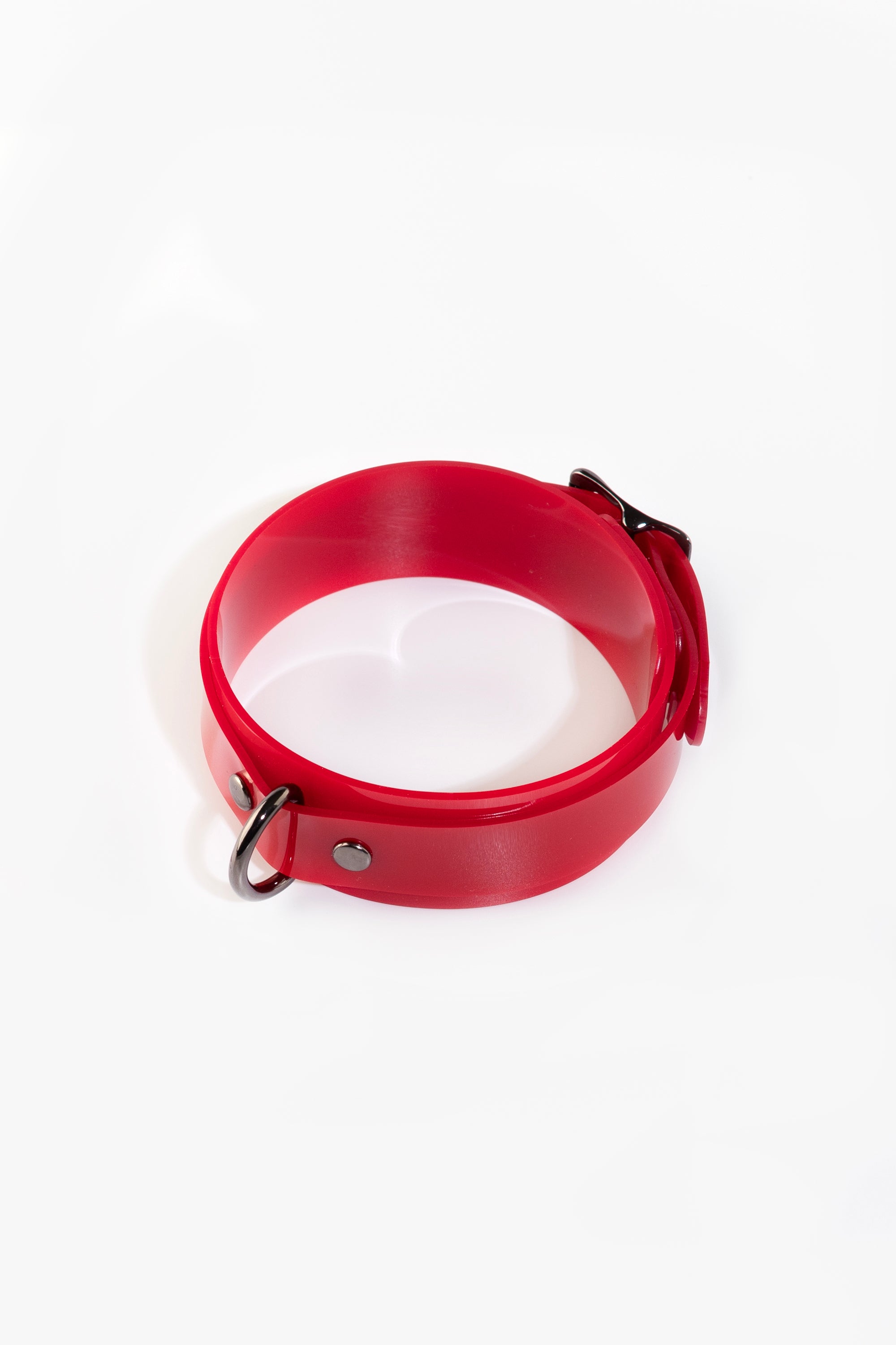 Lockable choker with D-ring, red/black