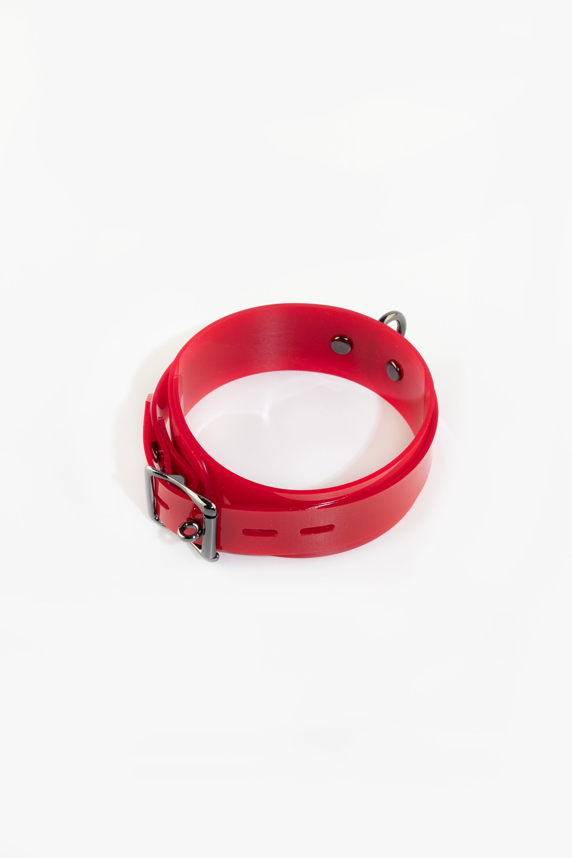 Lockable choker with D-ring, red/black