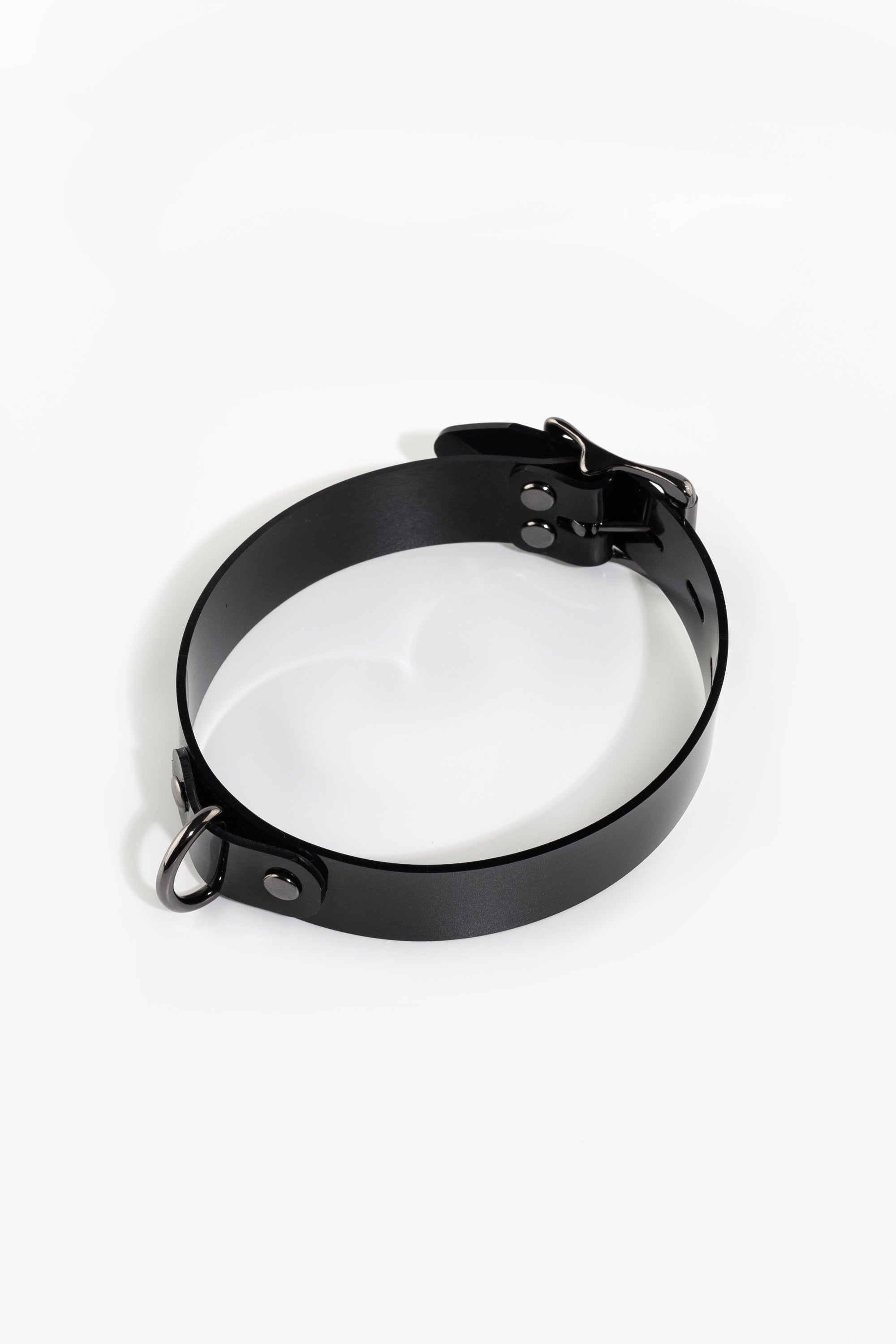 Сhoker with D-ring and lockable buckle, black/black
