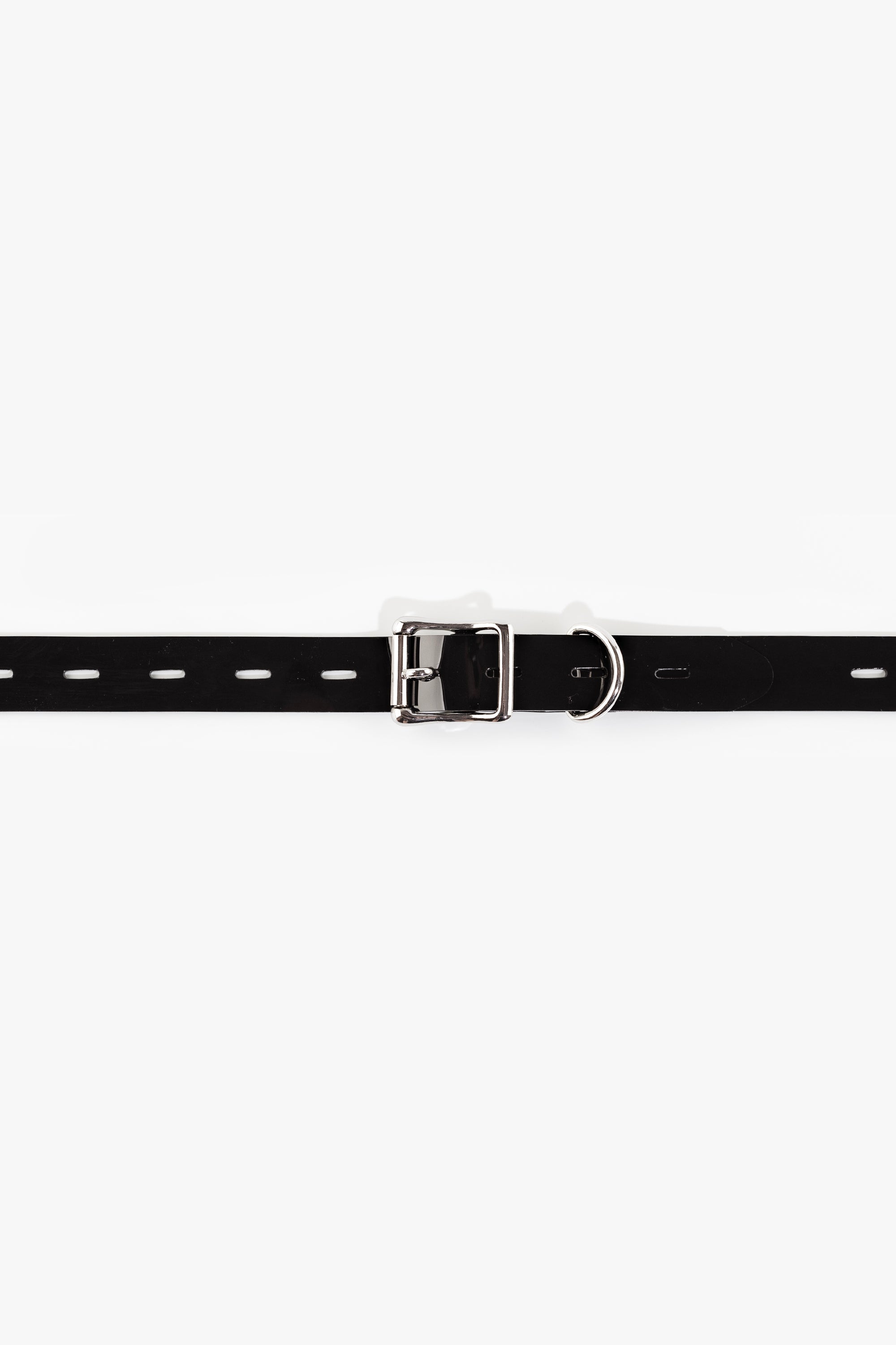 Bondage PVC strap with lockable buckle 25 mm, different lengths, black/chrome