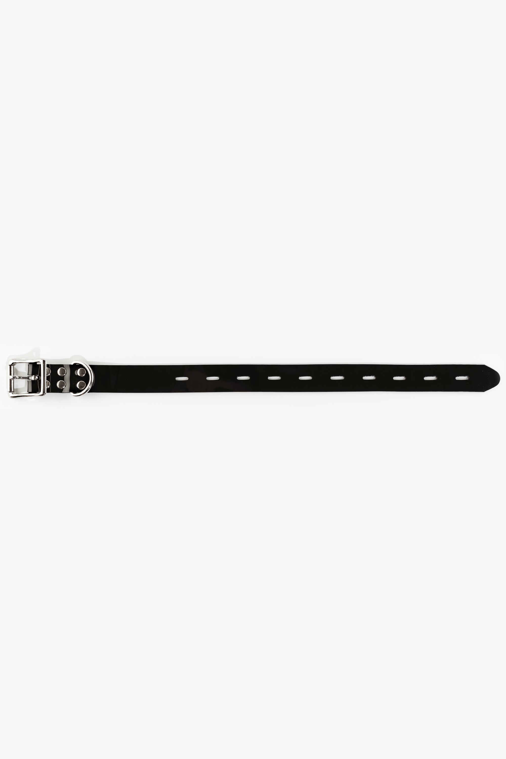 Bondage PVC strap with lockable buckle 25 mm, different lengths, black/chrome