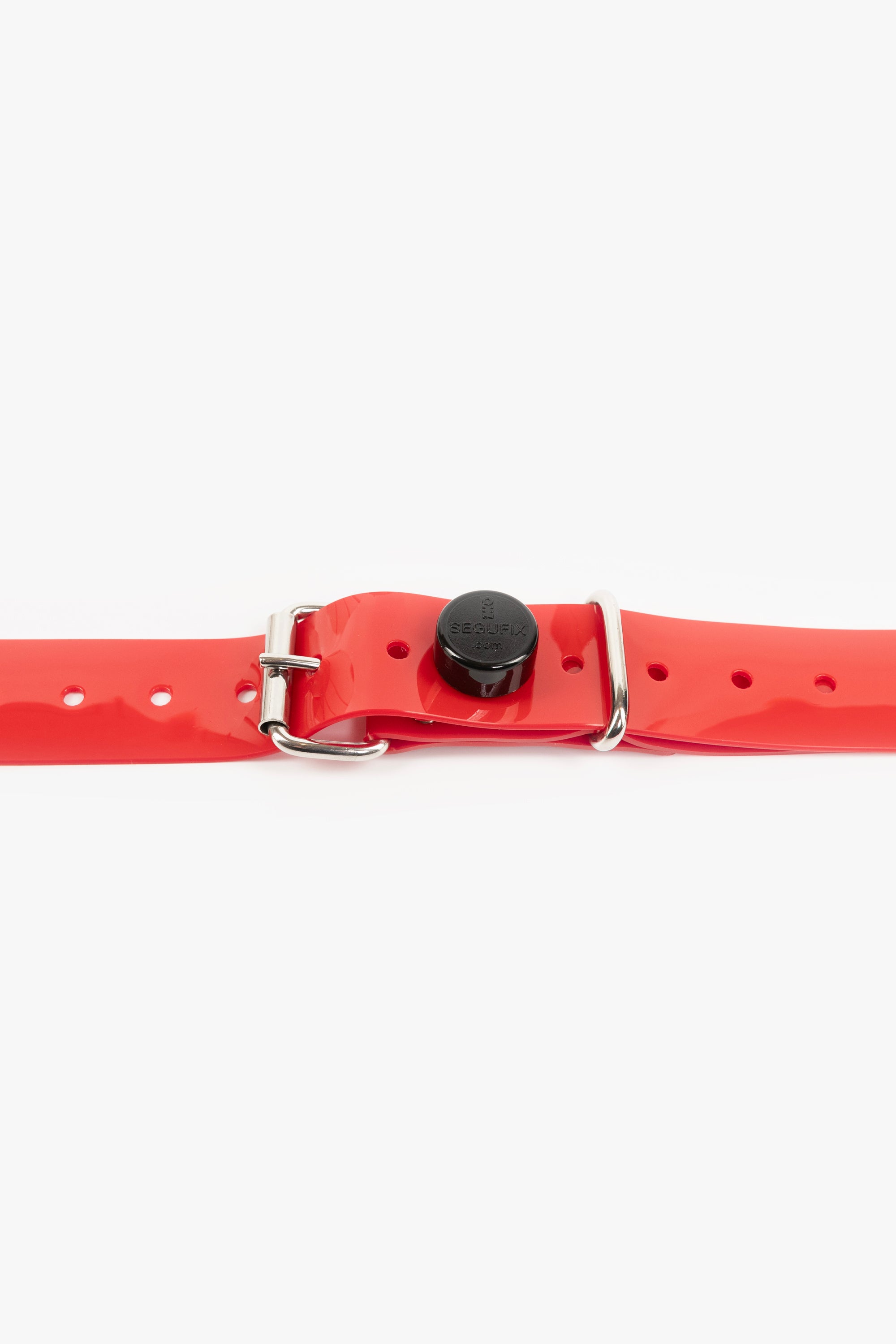 Bondage PVC strap lockable segufix 40 mm, different lengths, red/chrome