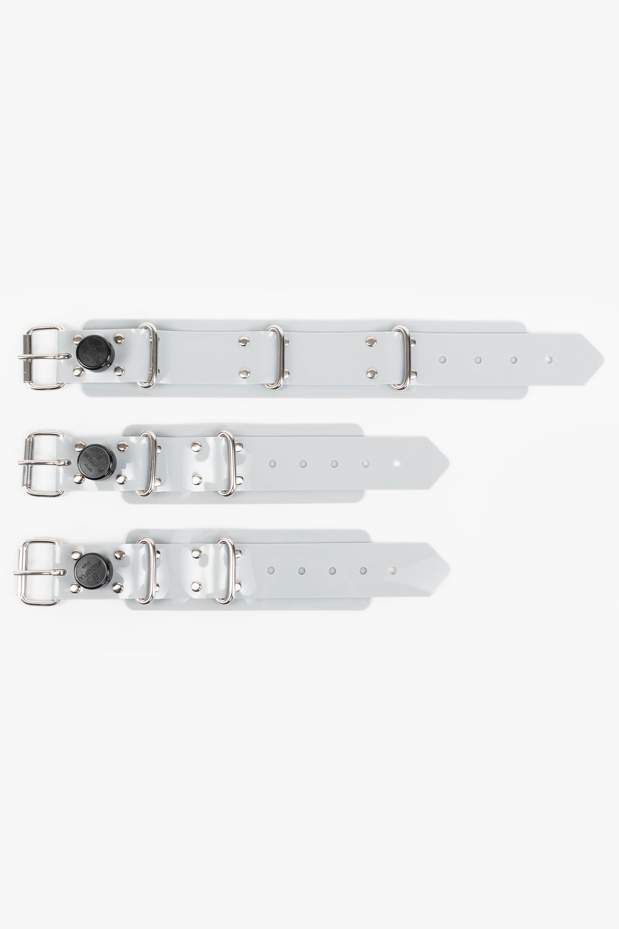 Lockable segufix collar and wrist cuffs set, light grey/chrome
