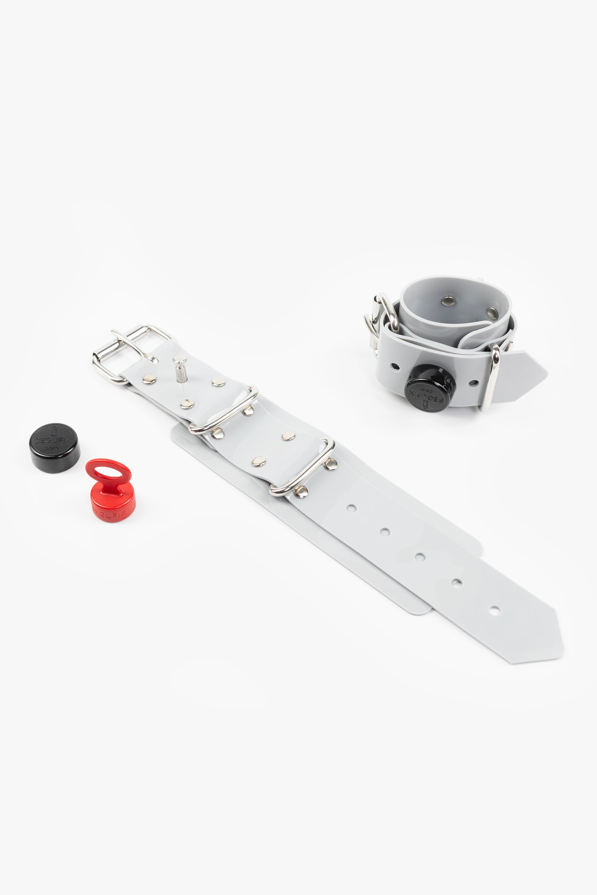 Lockable segufix wrist cuffs, light grey/chrome