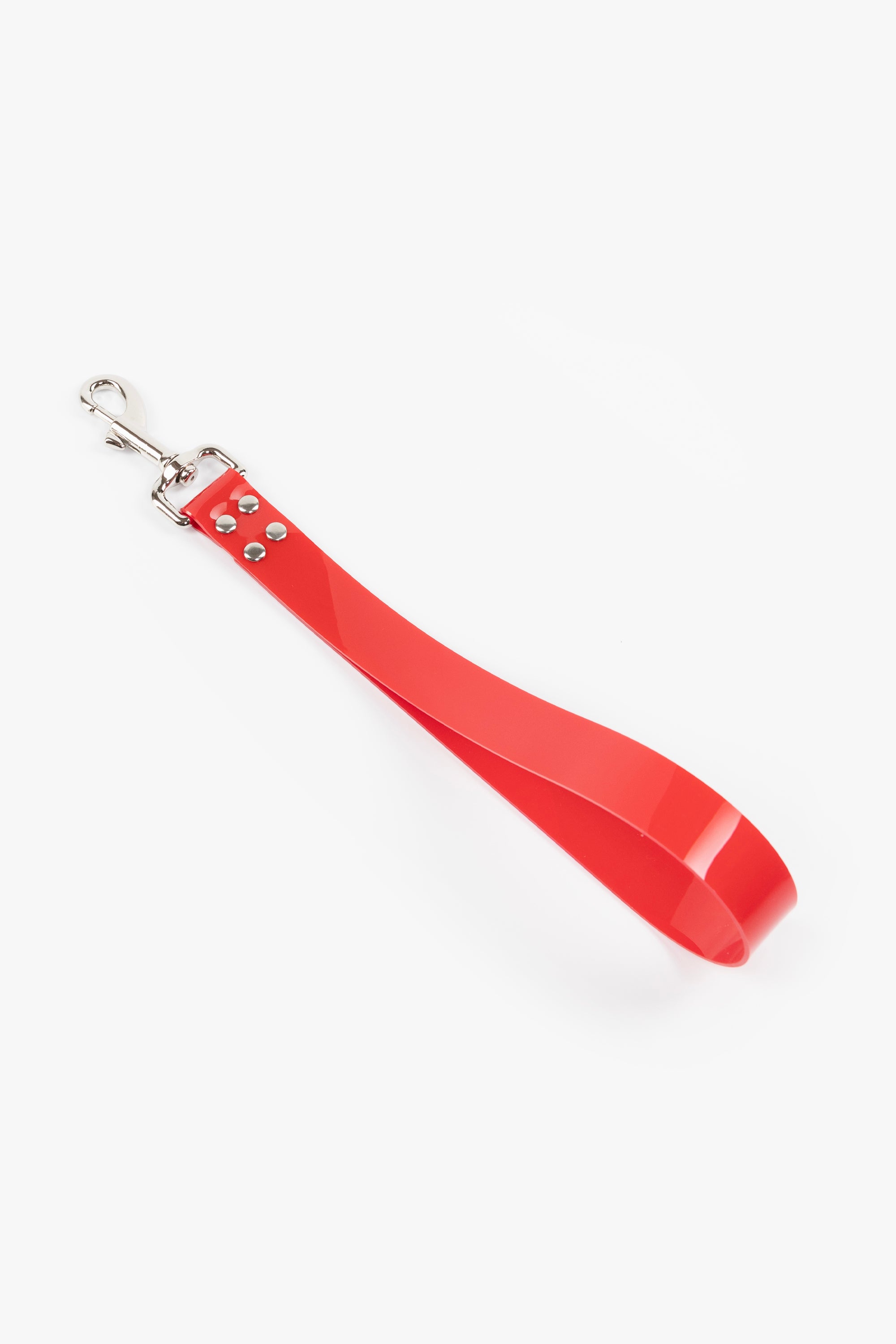 PVC short leash, red/chrome