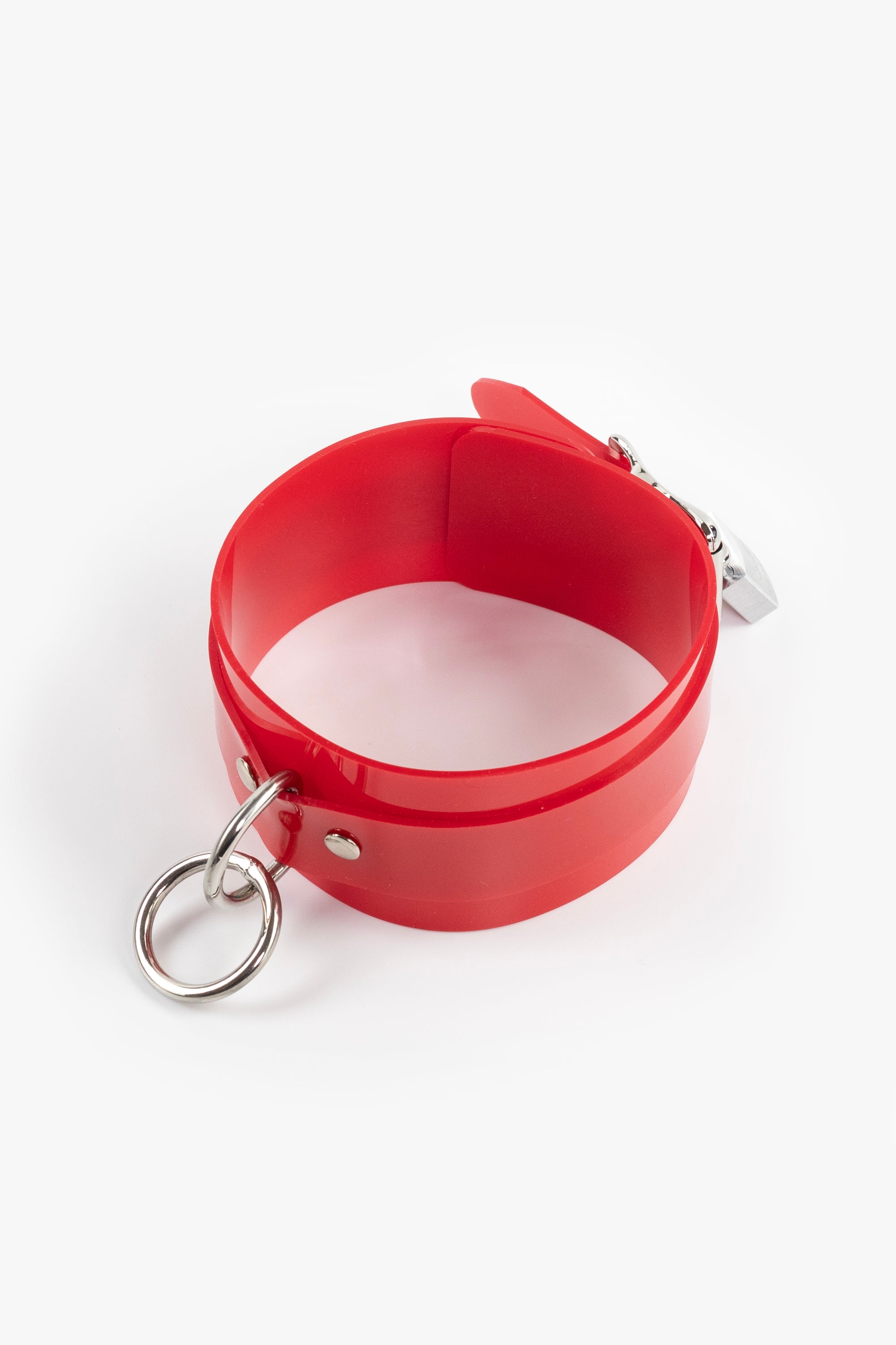 Lockable collar with O-ring attached, red/chrome