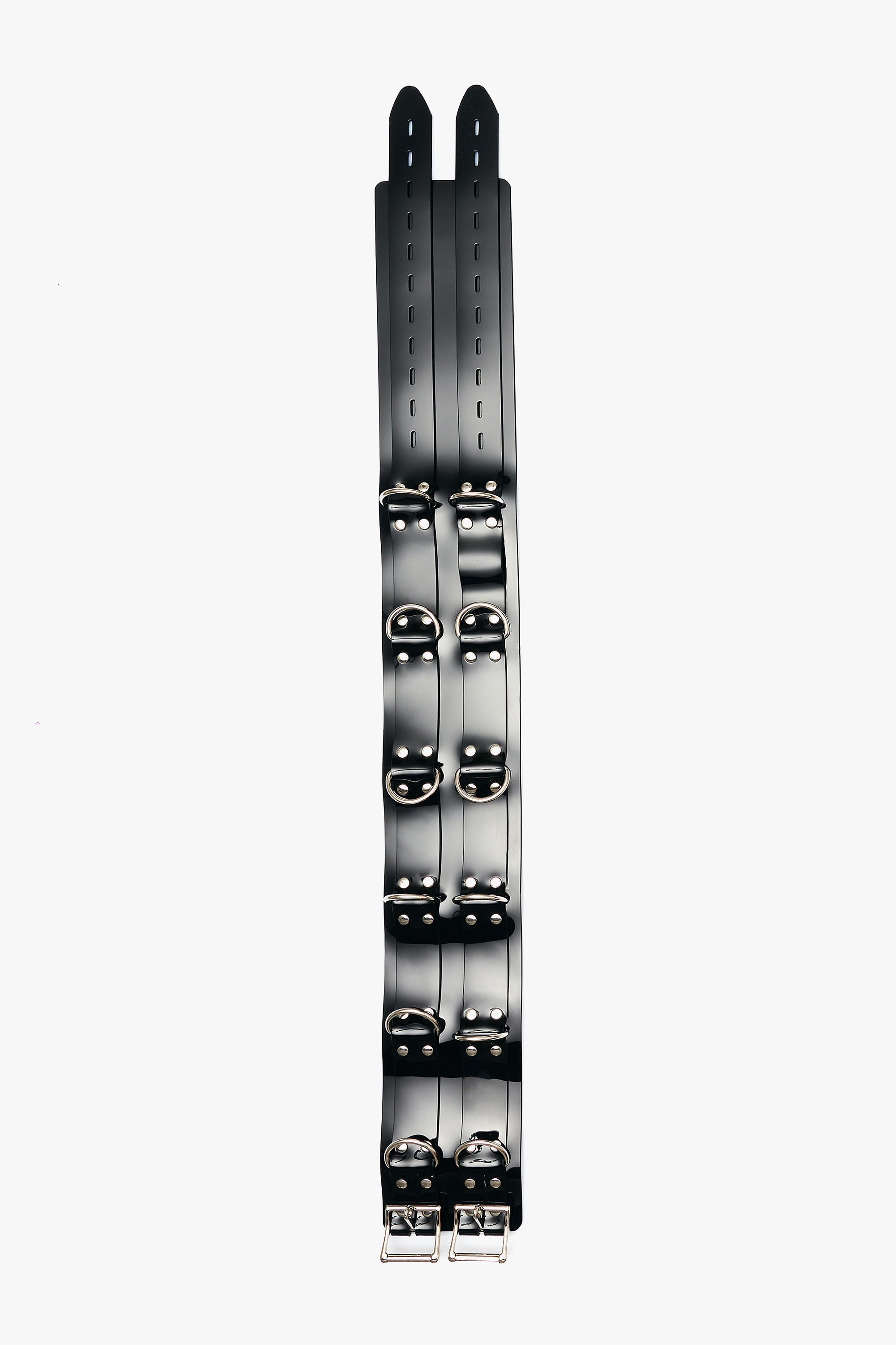 Lockable Glossy  Double Bondage Belt with D-Rings
