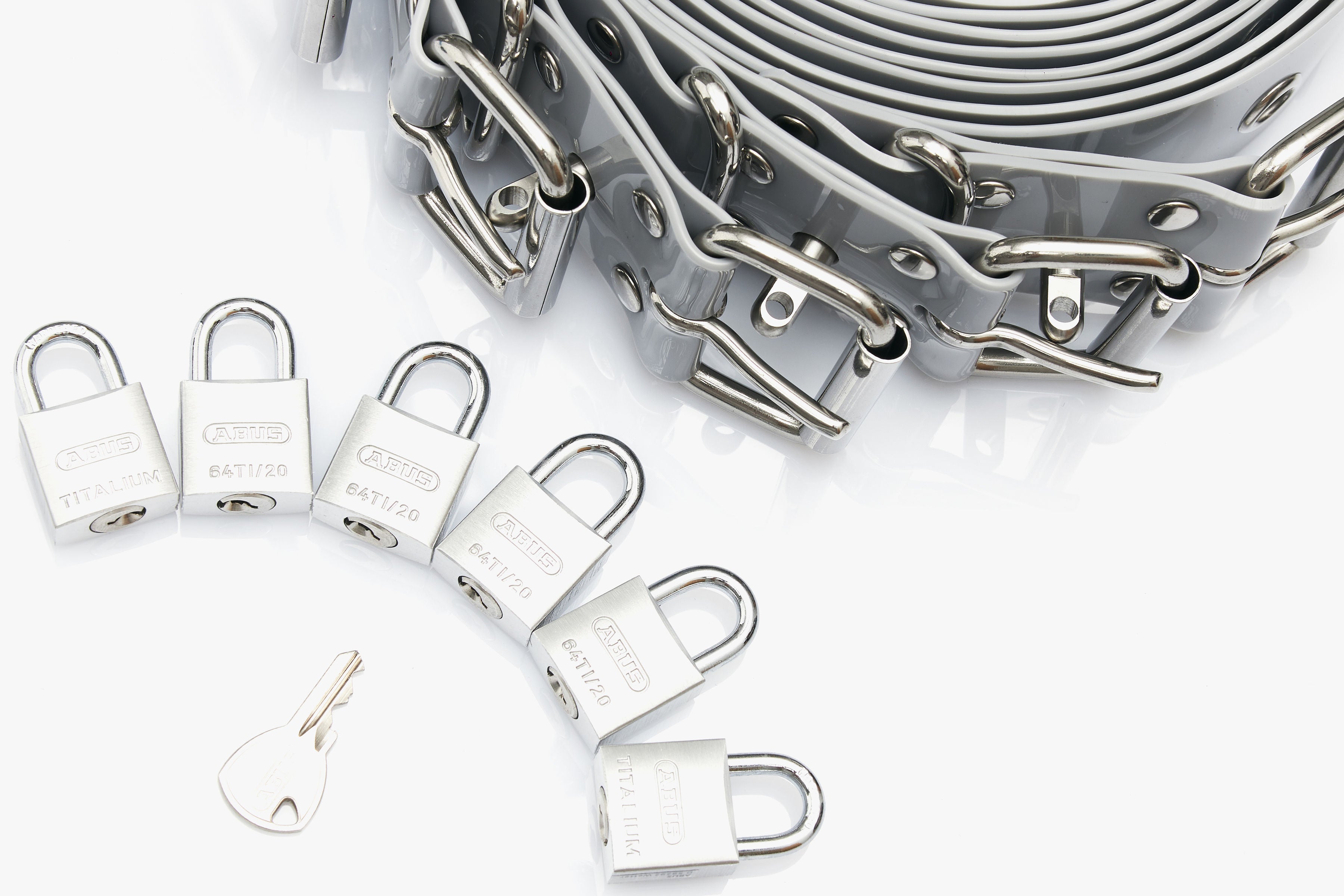 7-Piece BDSM Belt Restraint Set with Secure Same Key Padlocks and Eyelets