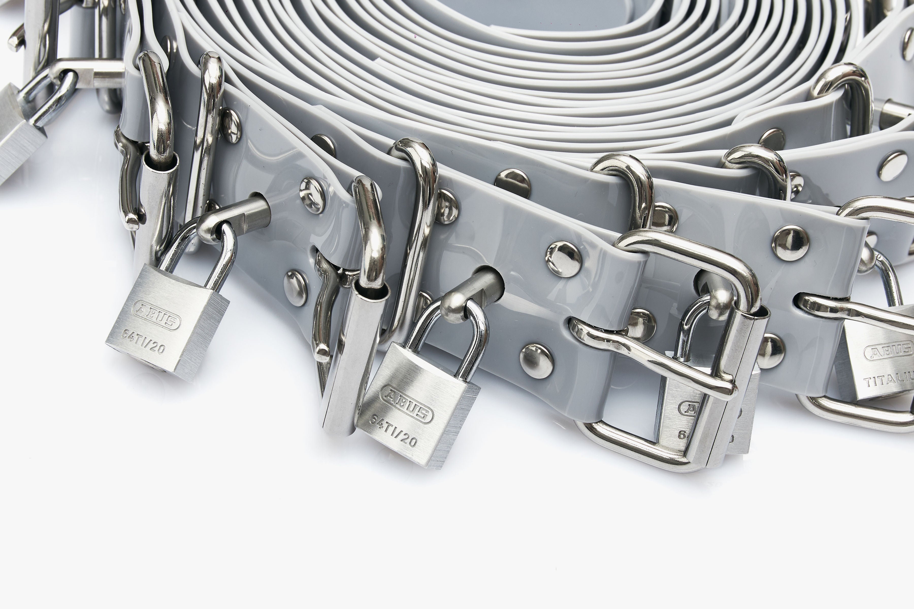 7-Piece BDSM Belt Restraint Set with Secure Same Key Padlocks and Eyelets