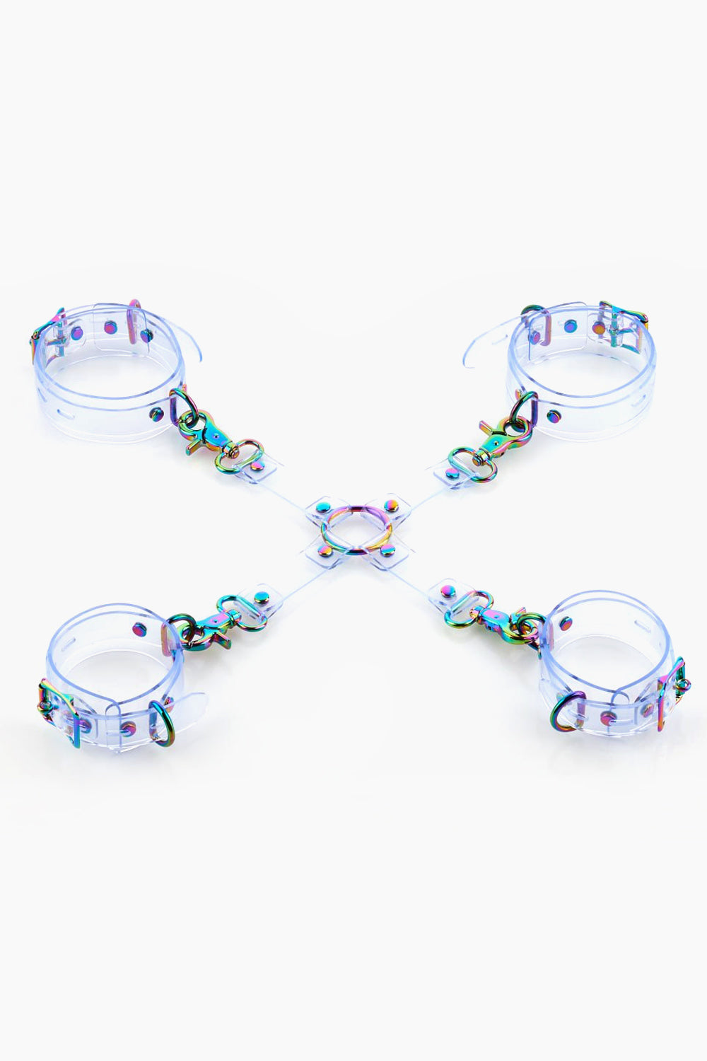 WRIST CUFFS+ ANKLE CUFFS WITH HOG TIE CROSS