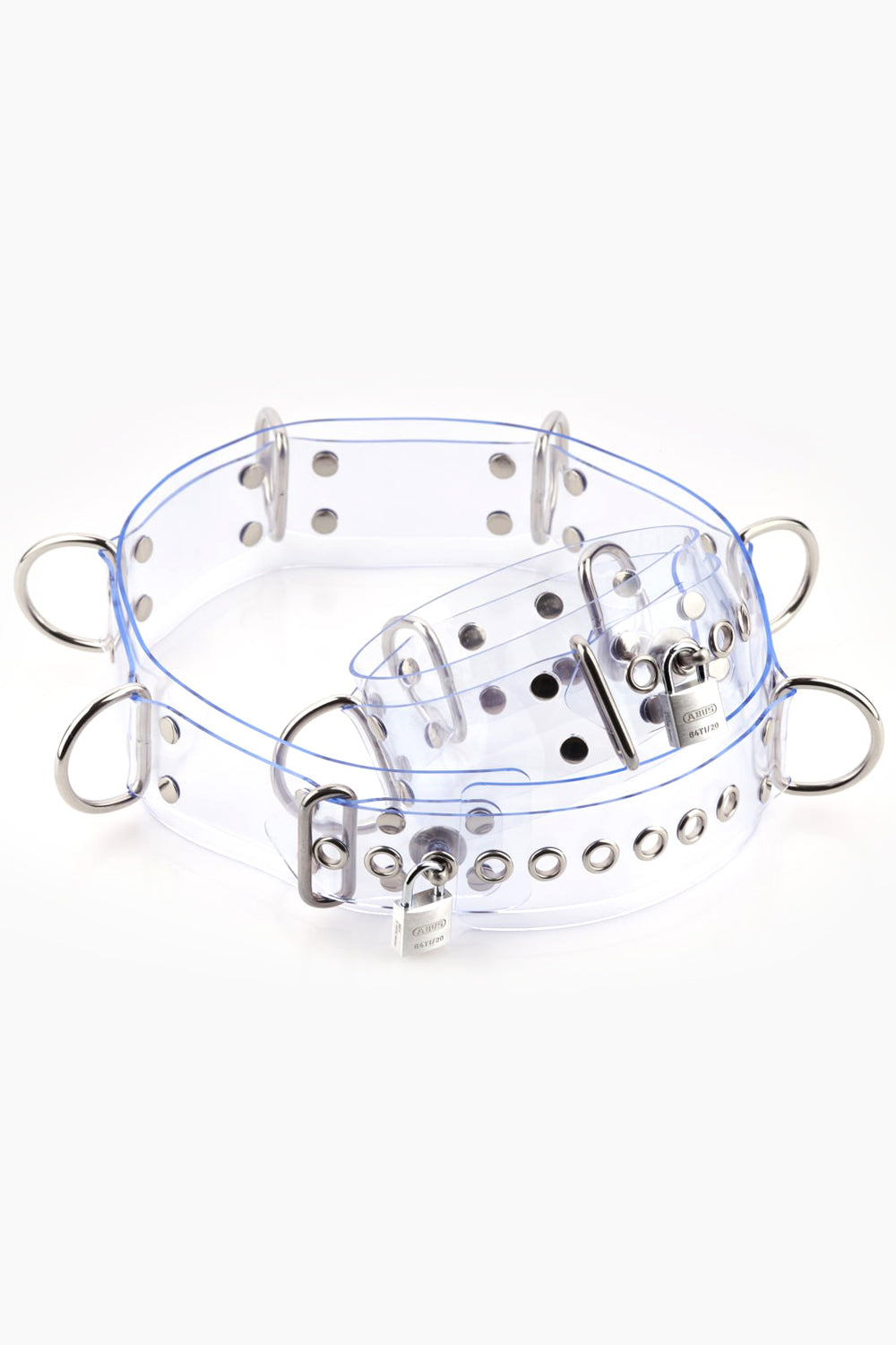 Buckle-free bondage waist belt with padlock
